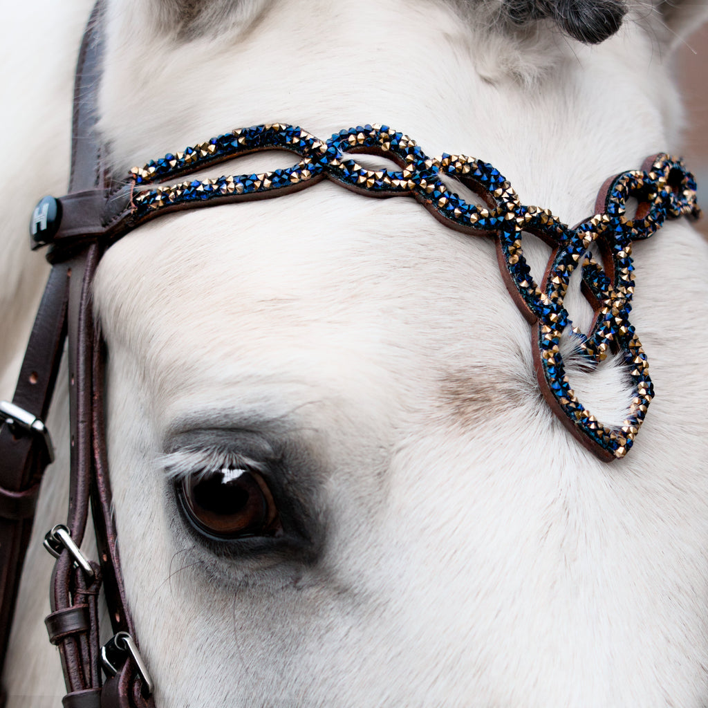Frontal Shiloh Sapphire and Gold – Cuir Marron & Cristaux | HIT PONY