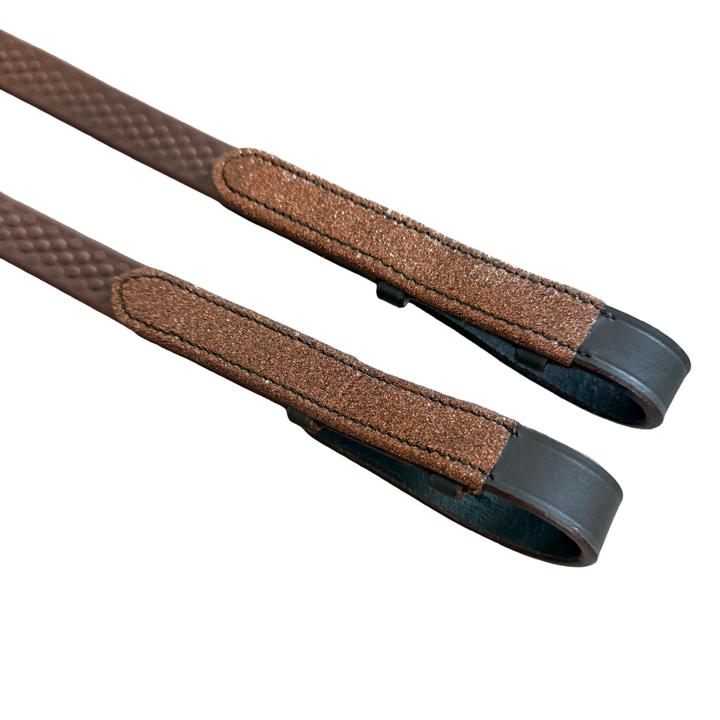 Rênes Classic Fix Brown Glitter avec Arrêtoirs | HIT PONY