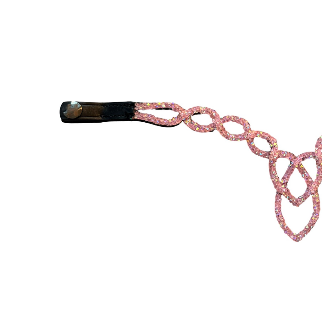 Frontal Shiloh Light Pink – Cuir Noir & Cristaux | HIT PONY
