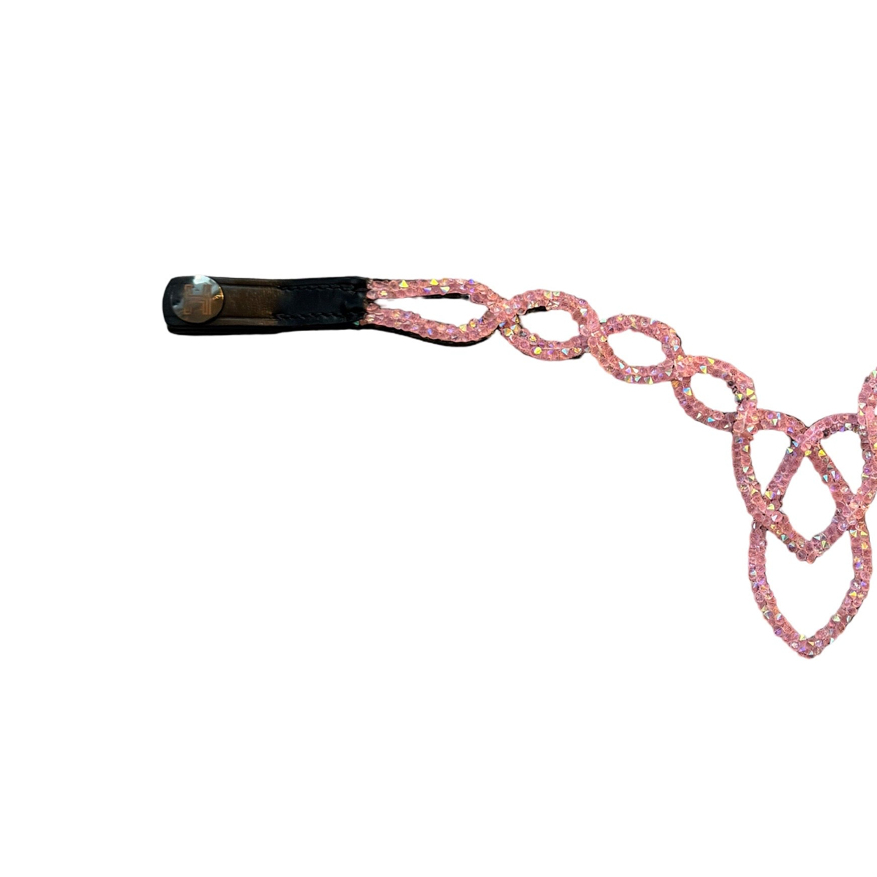 Frontal Shiloh Light Pink – Cuir Noir & Cristaux | HIT PONY
