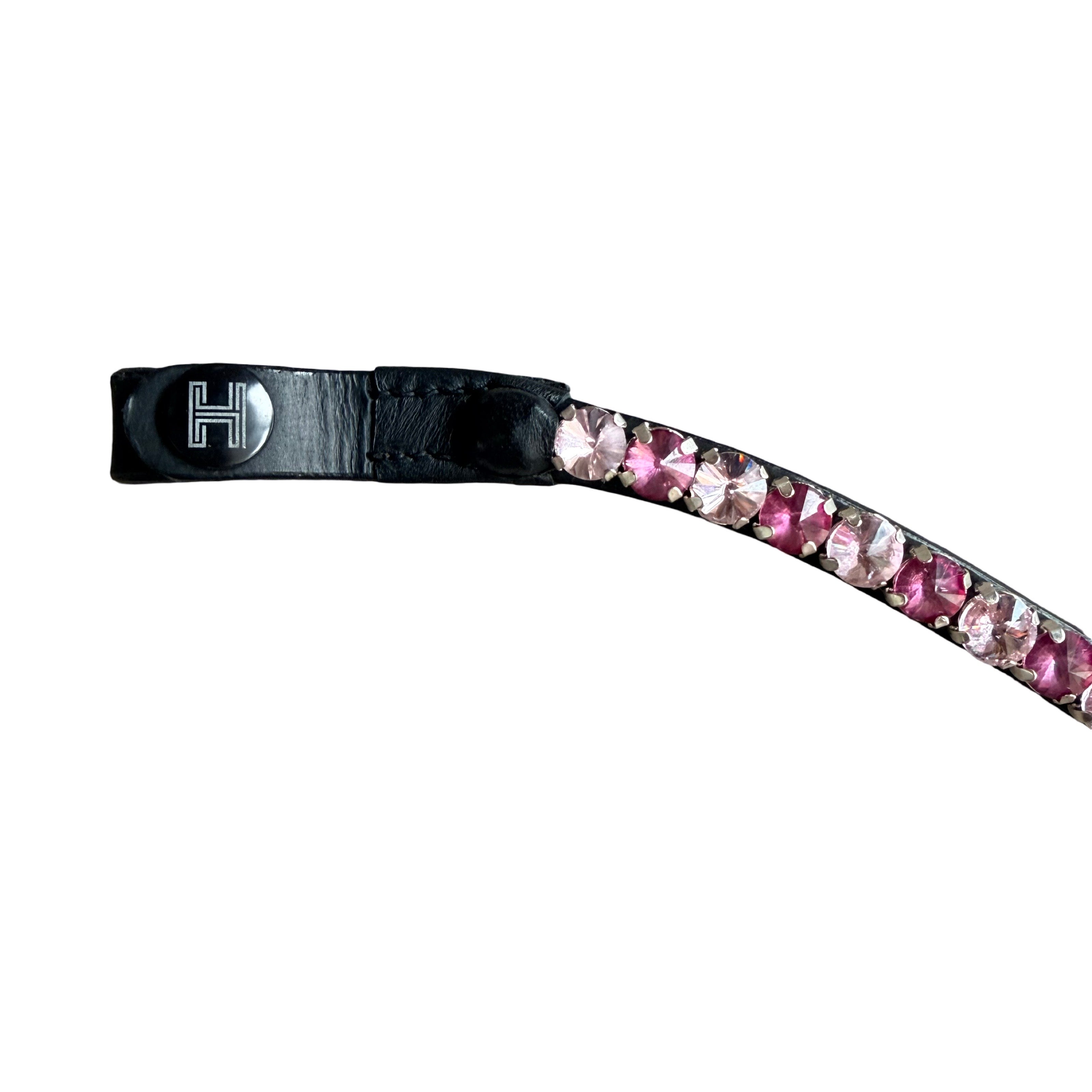 Frontal Eagle Crystal Pink - Cuir Noir | HIT PONY