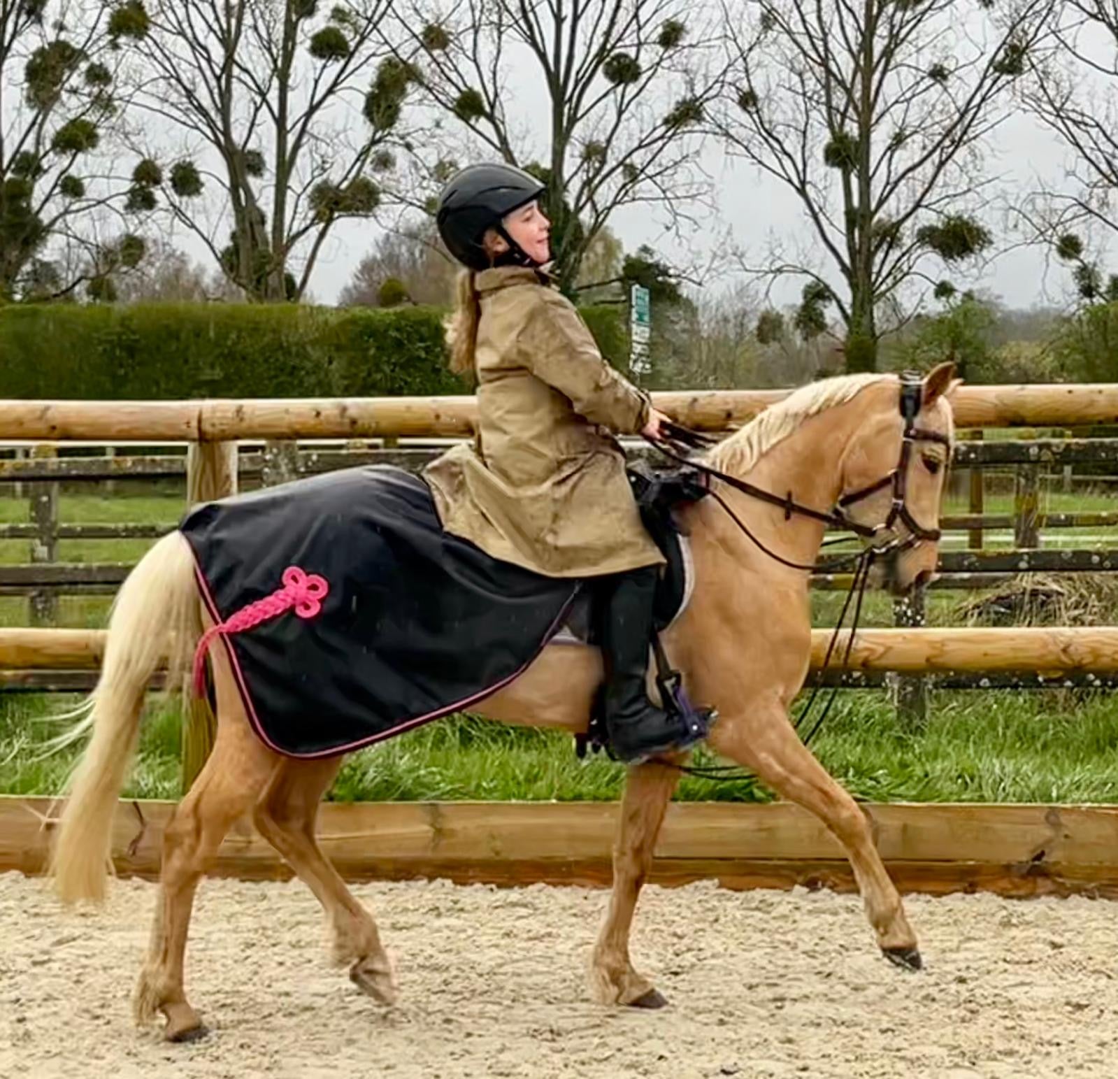 Couvre-Rein Impérméable Noir & Fuschia – Tissu Technique | HIT PONY