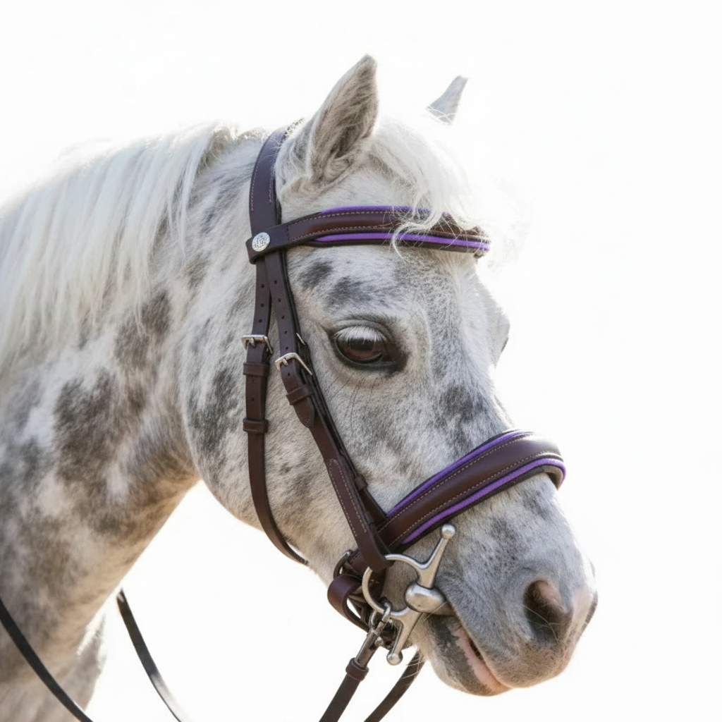 Trense Raven Violett – Braunes Leder | HIT PONY