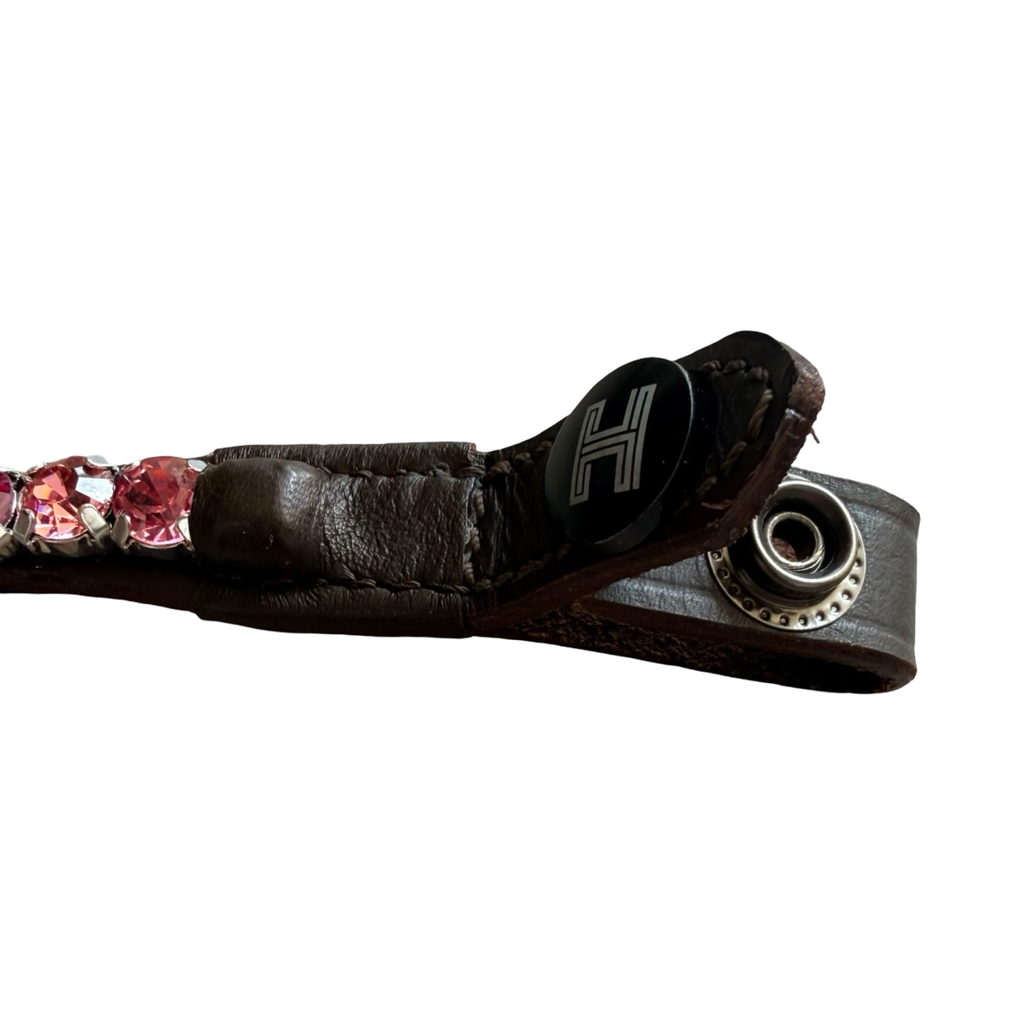 Frontal Eagle Crystal Peach & Pink - Cuir Marron | HIT PONY