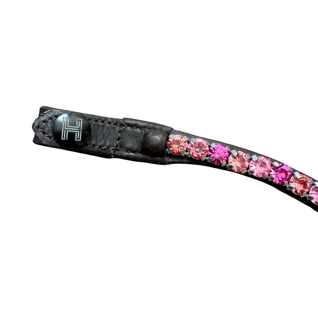 Frontal Eagle Crystal Peach & Pink - Cuir Marron | HIT PONY