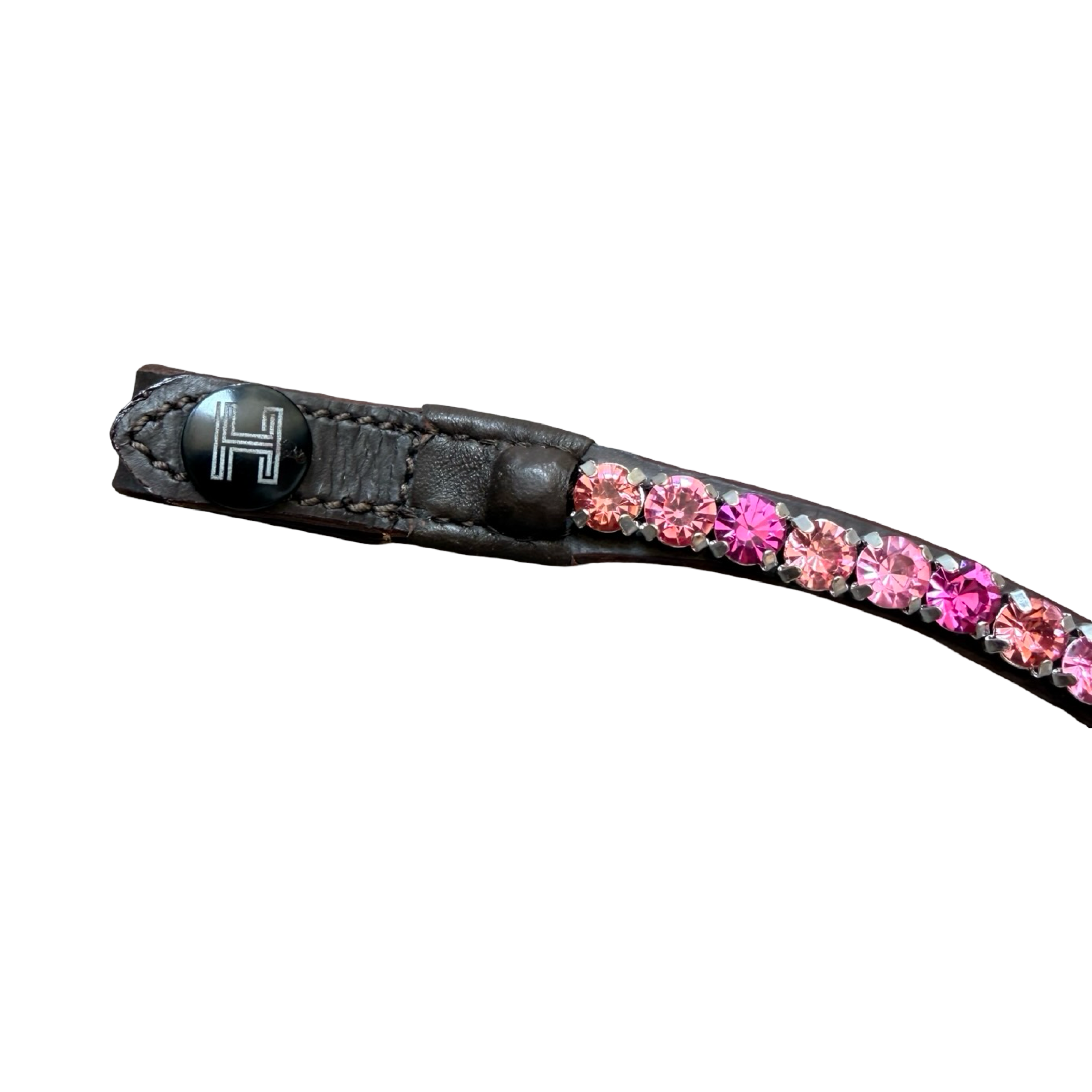 Frontal Eagle Crystal Peach & Pink - Cuir Marron | HIT PONY