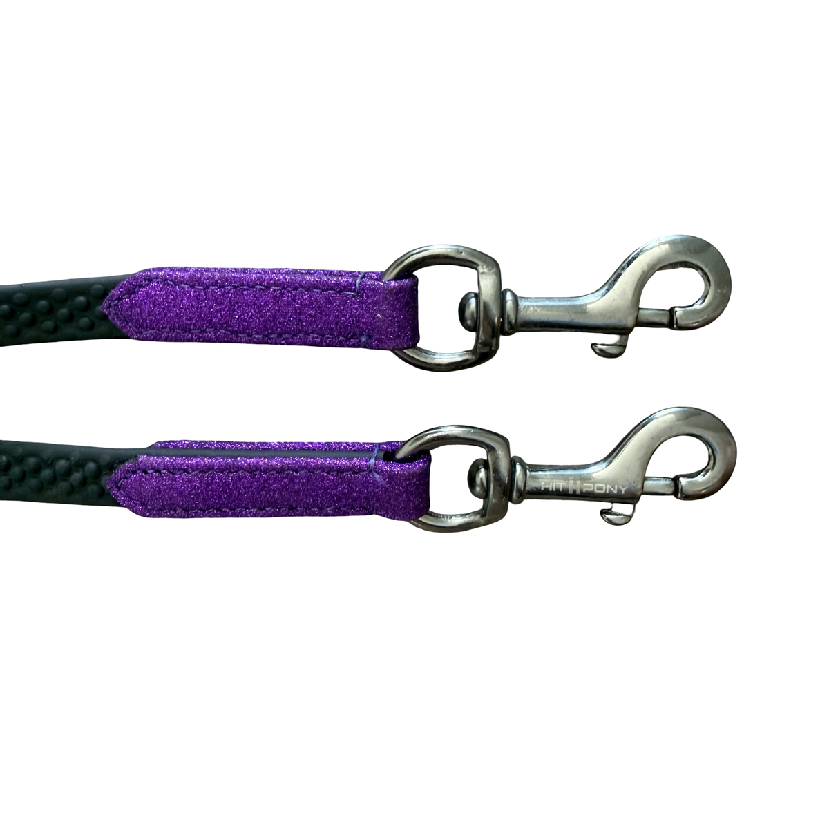 Rênes Shetland Hook Violet Glitter – Grip Biothane Black | HIT PONY
