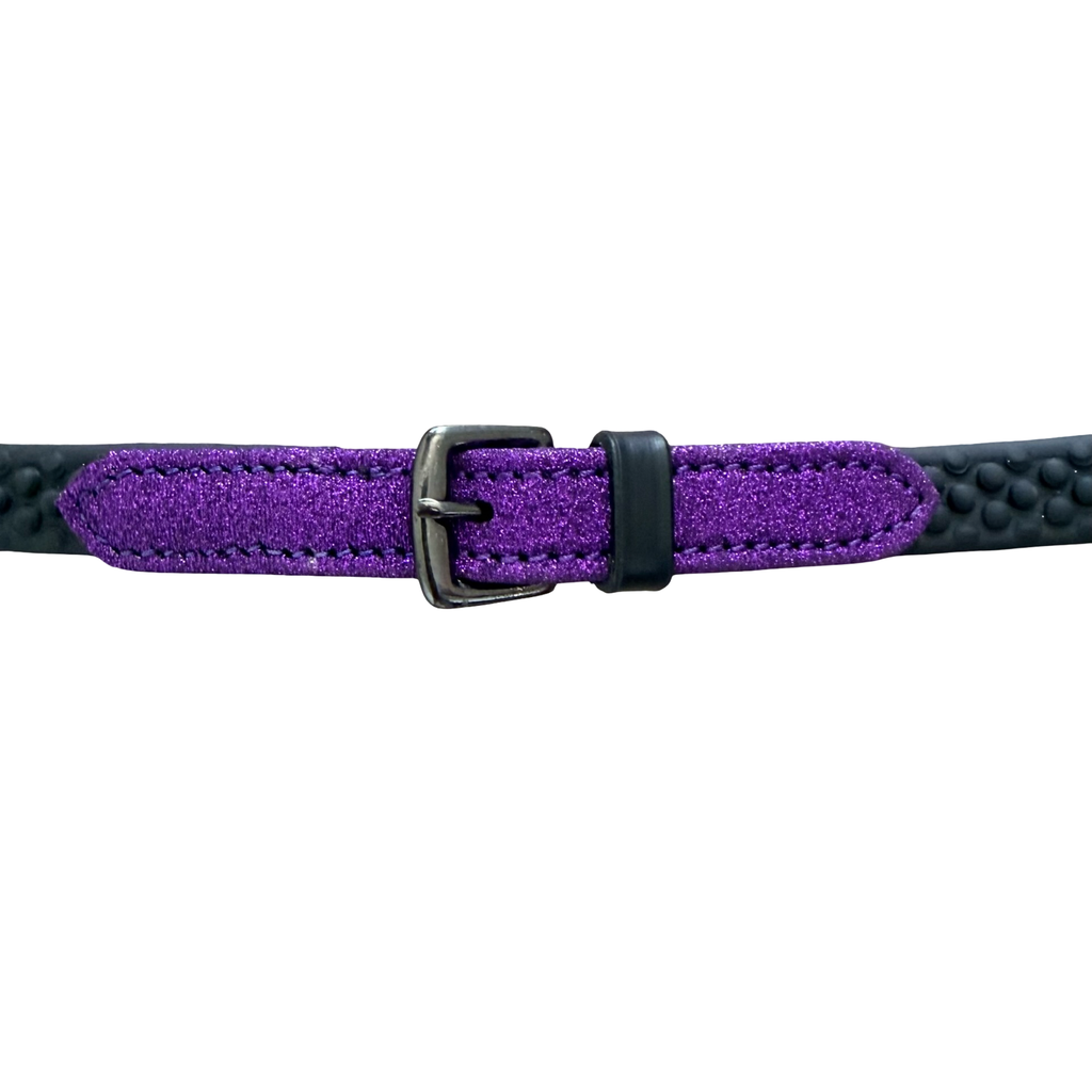 Rênes Shetland Hook Violet Glitter – Grip Biothane Black | HIT PONY