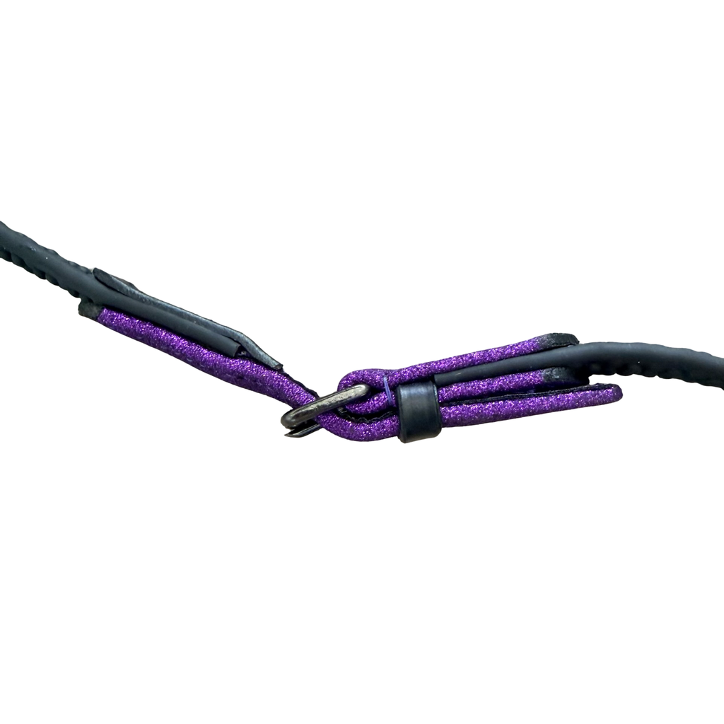 Rênes Shetland Hook Violet Glitter – Grip Biothane Black | HIT PONY