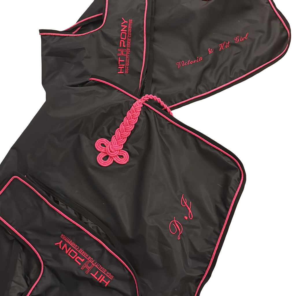 Couvre-rein imperméable noir et rose pink