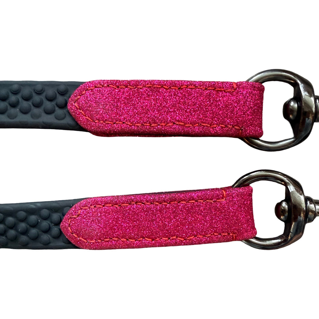 Hot Pink Glitter Hook Reins – Glitter Biothane | HIT PONY