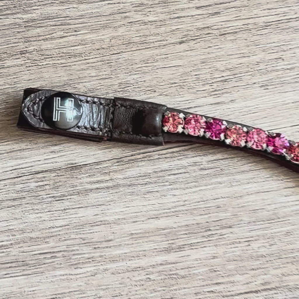 Frontal Eagle Crystal Peach & Pink - Cuir Marron | HIT PONY